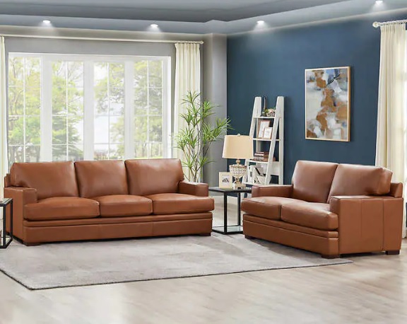 brighton 2-piece leather set - sofa and loveseat