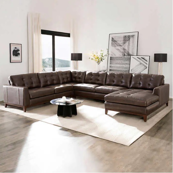 Aquarius 4-piece Leather Sectional [Costco Leather Sofa]